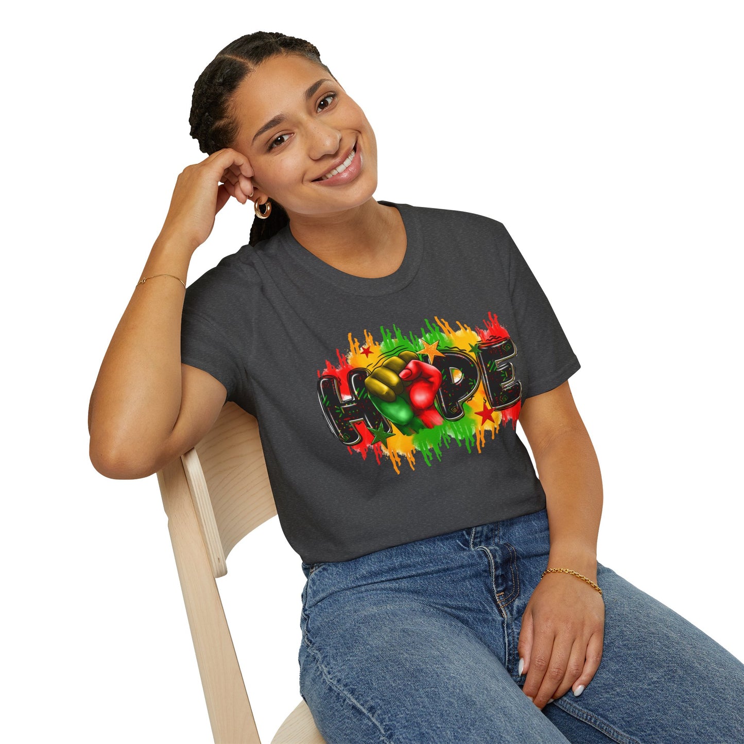 Rasta Hope Graphic T-Shirt, Unisex Softstyle T-Shirt, Inspirational (Juneteenth) Adult