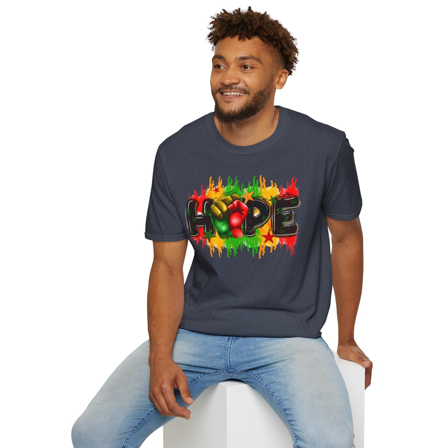Rasta Hope Graphic T-Shirt, Unisex Softstyle T-Shirt, Inspirational (Juneteenth) Adult
