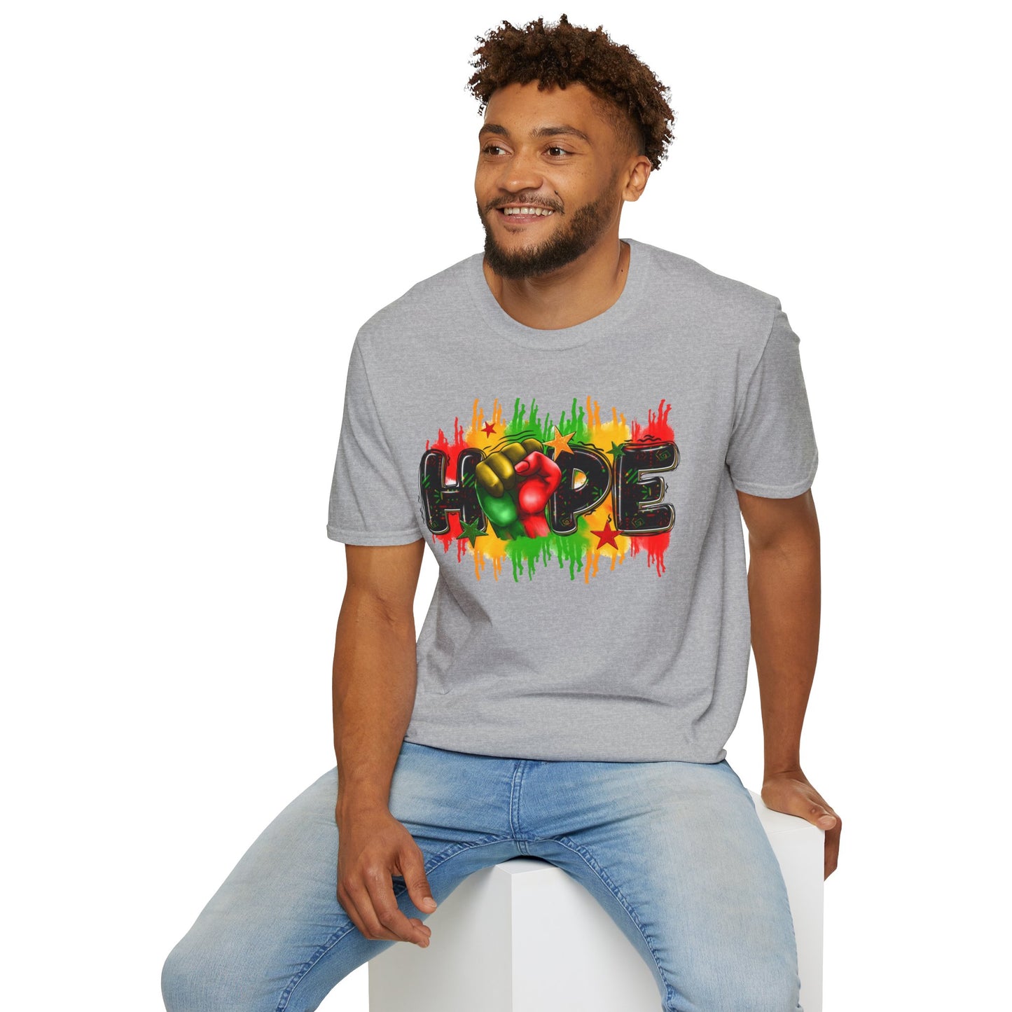 Rasta Hope Graphic T-Shirt, Unisex Softstyle T-Shirt, Inspirational (Juneteenth) Adult