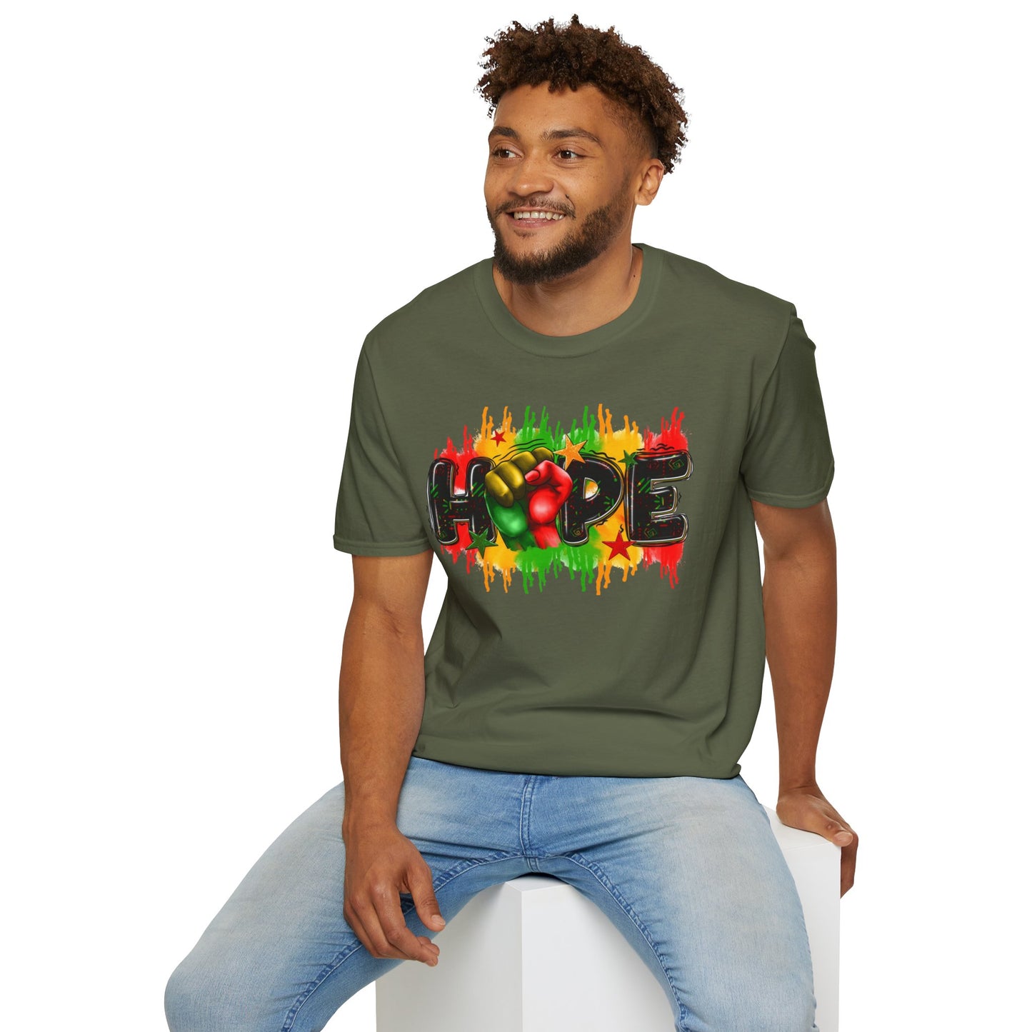 Rasta Hope Graphic T-Shirt, Unisex Softstyle T-Shirt, Inspirational (Juneteenth) Adult