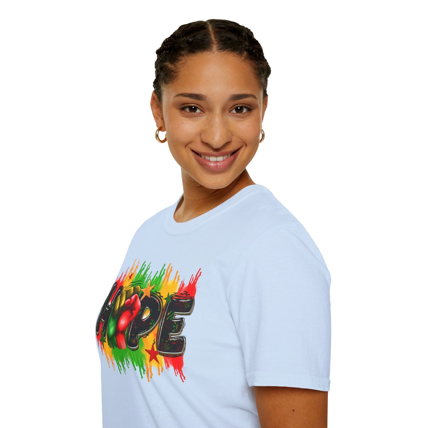 Rasta Hope Graphic T-Shirt, Unisex Softstyle T-Shirt, Inspirational (Juneteenth) Adult