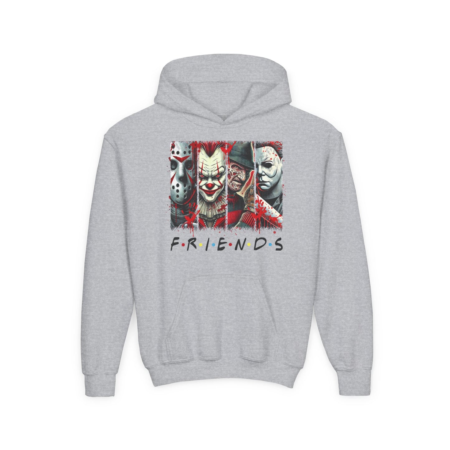 Horror Friends Hoodie - Youth Sweatshirt, Spooky Gift for Teens, Horror Fans Apparel, Halloween Costume, Cozy Layering