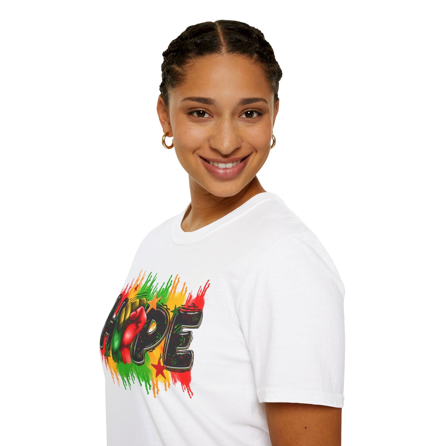 Rasta Hope Graphic T-Shirt, Unisex Softstyle T-Shirt, Inspirational (Juneteenth) Adult
