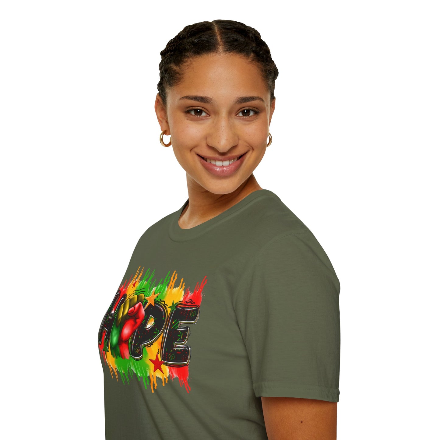 Rasta Hope Graphic T-Shirt, Unisex Softstyle T-Shirt, Inspirational (Juneteenth) Adult