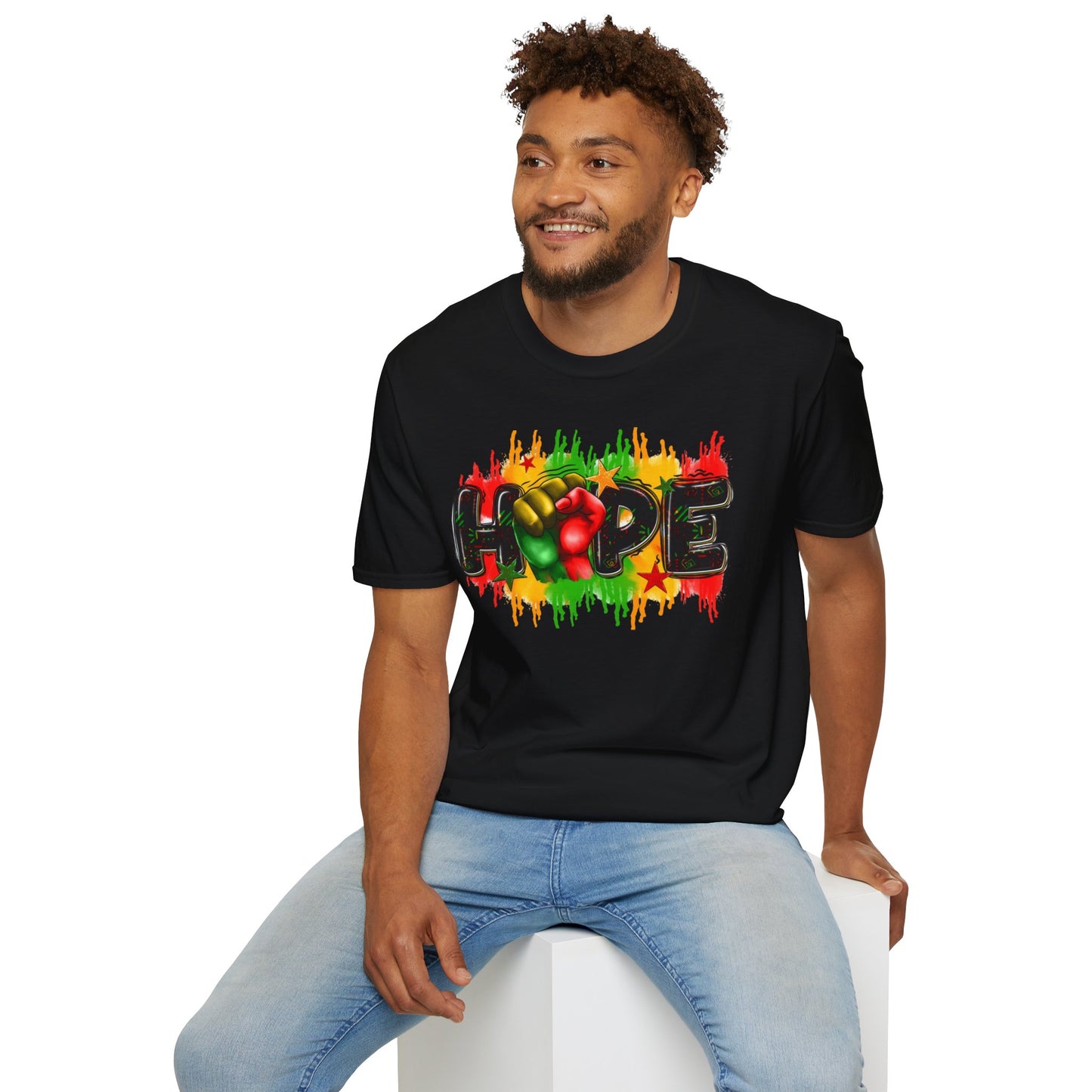 Rasta Hope Graphic T-Shirt, Unisex Softstyle T-Shirt, Inspirational (Juneteenth) Adult