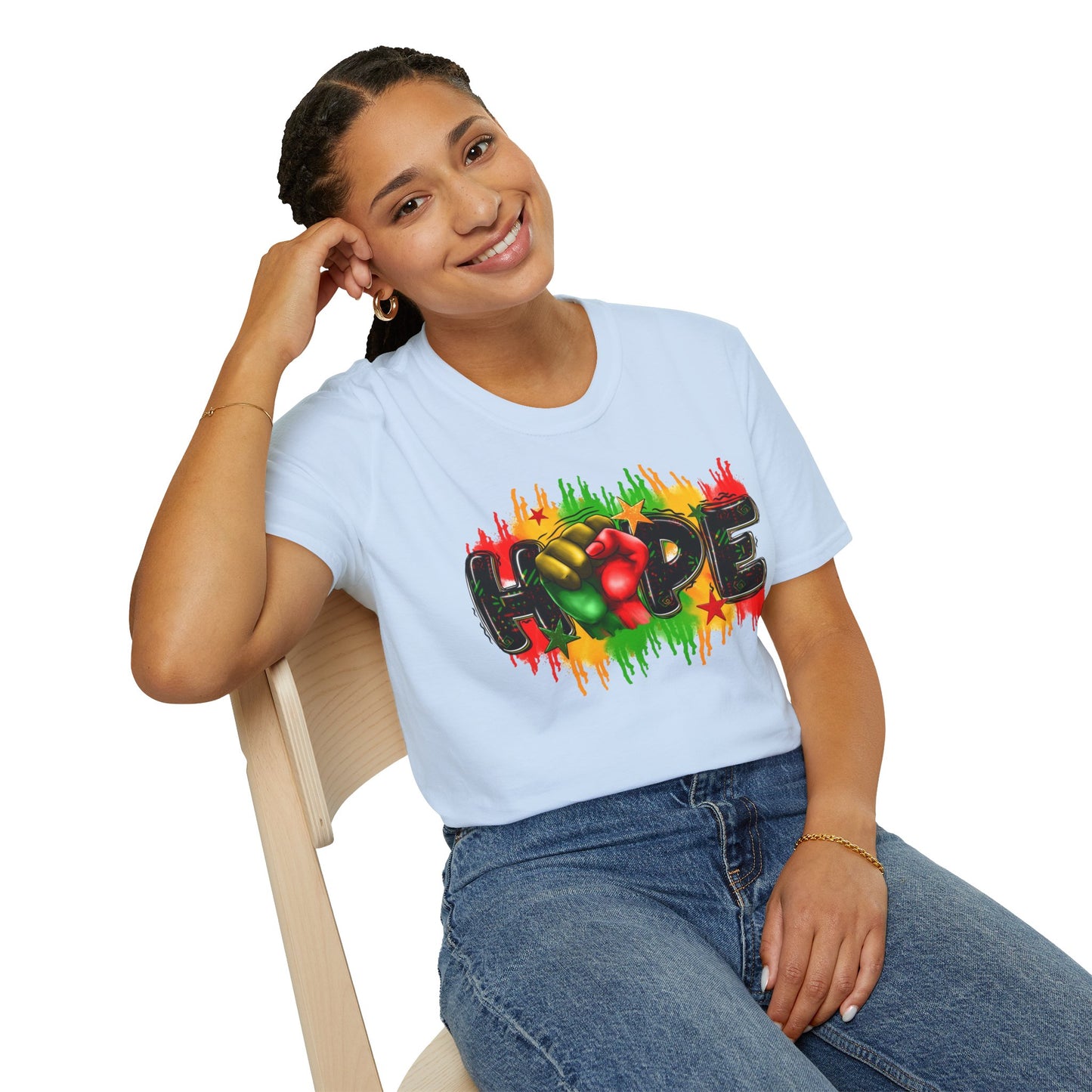 Rasta Hope Graphic T-Shirt, Unisex Softstyle T-Shirt, Inspirational (Juneteenth) Adult