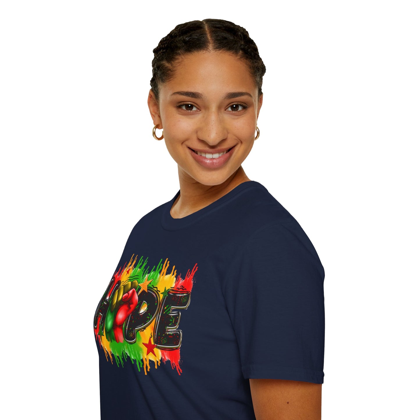 Rasta Hope Graphic T-Shirt, Unisex Softstyle T-Shirt, Inspirational (Juneteenth) Adult