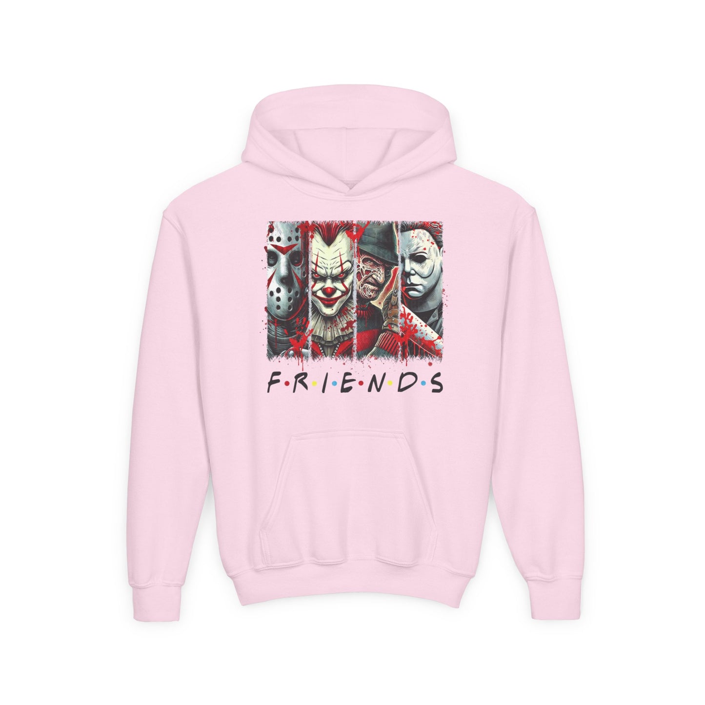 Horror Friends Hoodie - Youth Sweatshirt, Spooky Gift for Teens, Horror Fans Apparel, Halloween Costume, Cozy Layering