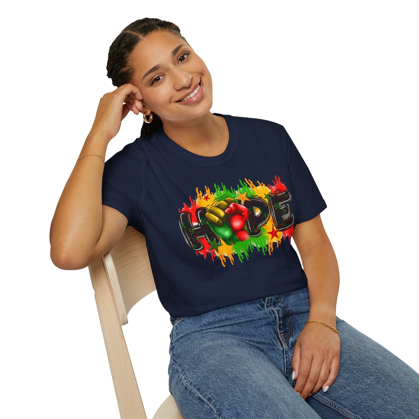 Rasta Hope Graphic T-Shirt, Unisex Softstyle T-Shirt, Inspirational (Juneteenth) Adult