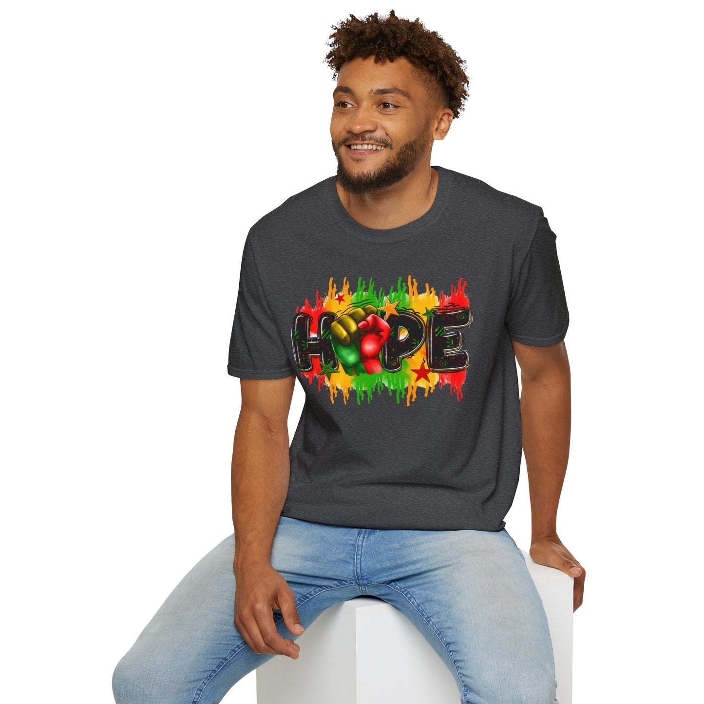 Rasta Hope Graphic T-Shirt, Unisex Softstyle T-Shirt, Inspirational (Juneteenth) Adult