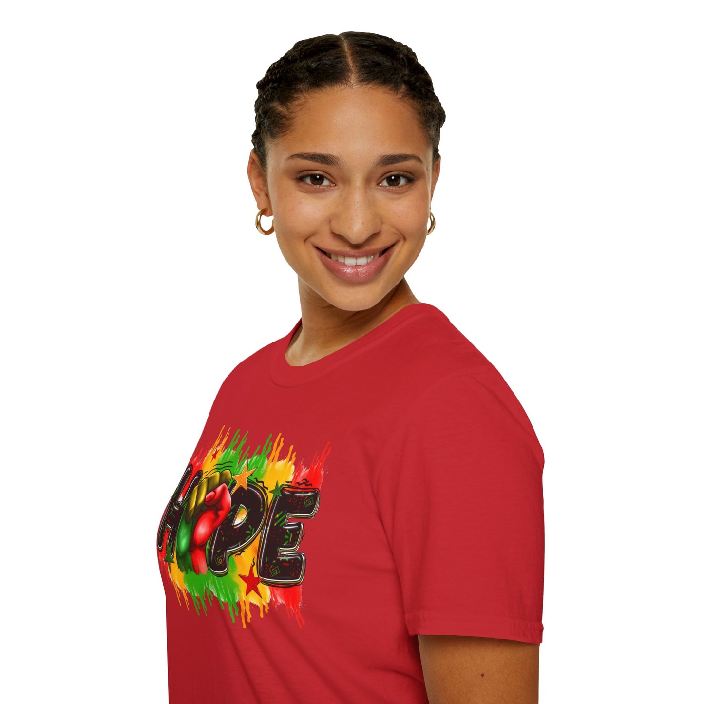 Rasta Hope Graphic T-Shirt, Unisex Softstyle T-Shirt, Inspirational (Juneteenth) Adult