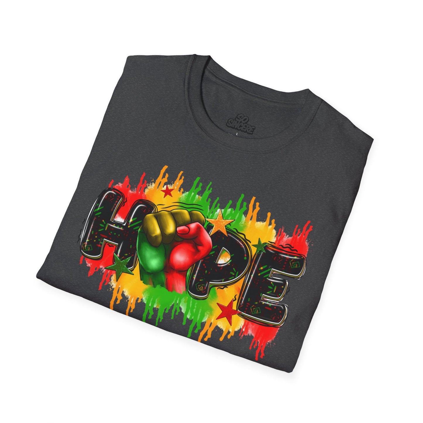 Rasta Hope Graphic T-Shirt, Unisex Softstyle T-Shirt, Inspirational (Juneteenth) Adult