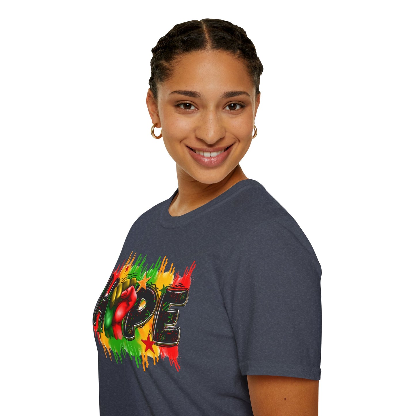Rasta Hope Graphic T-Shirt, Unisex Softstyle T-Shirt, Inspirational (Juneteenth) Adult
