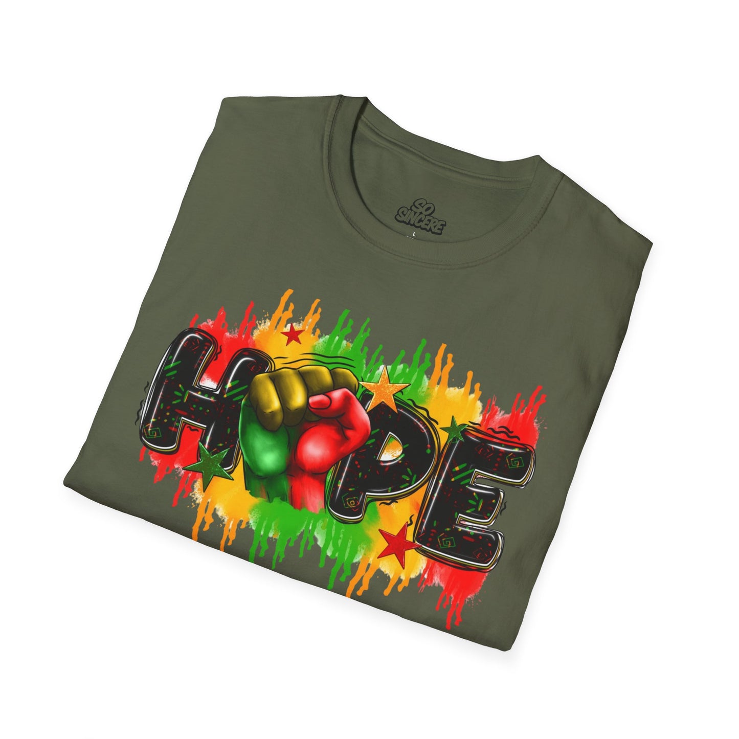 Rasta Hope Graphic T-Shirt, Unisex Softstyle T-Shirt, Inspirational (Juneteenth) Adult