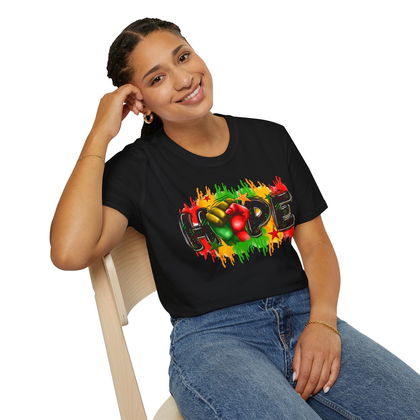 Rasta Hope Graphic T-Shirt, Unisex Softstyle T-Shirt, Inspirational (Juneteenth) Adult