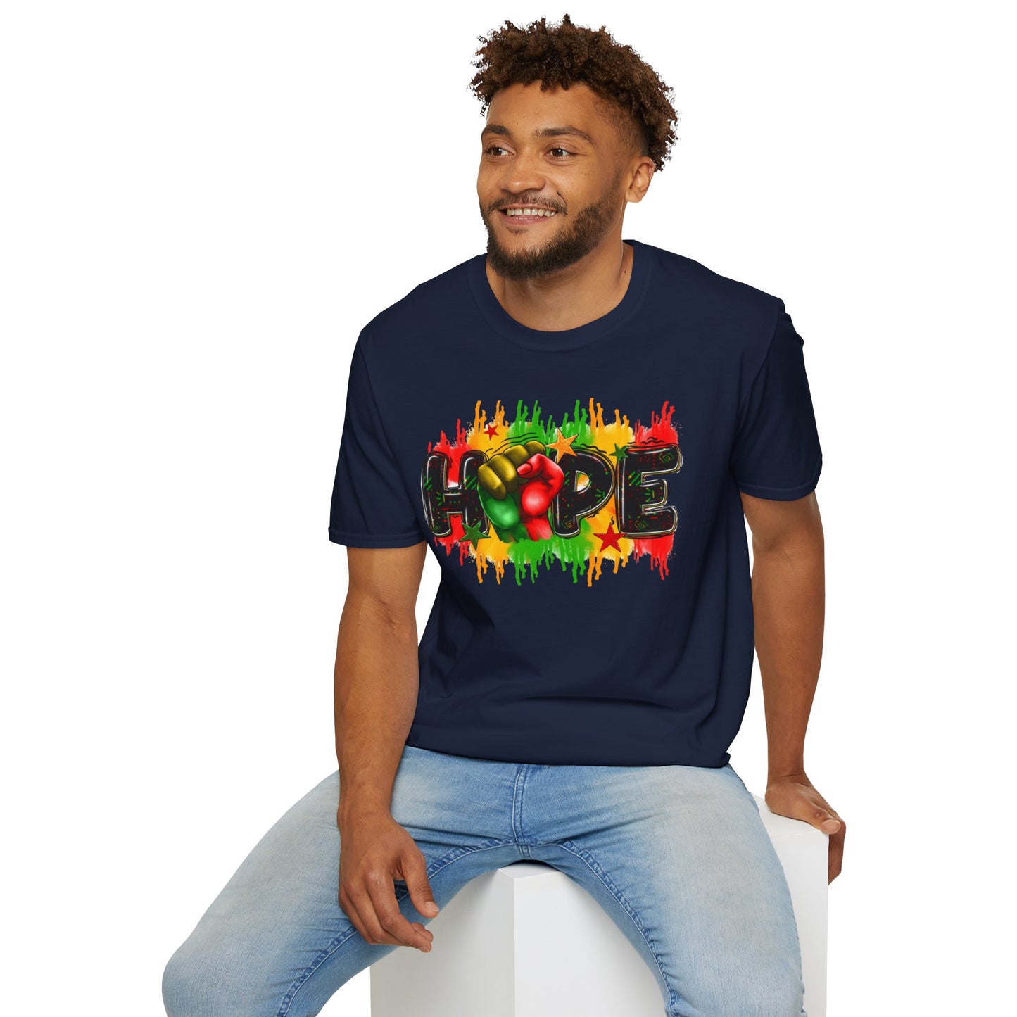 Rasta Hope Graphic T-Shirt, Unisex Softstyle T-Shirt, Inspirational (Juneteenth) Adult
