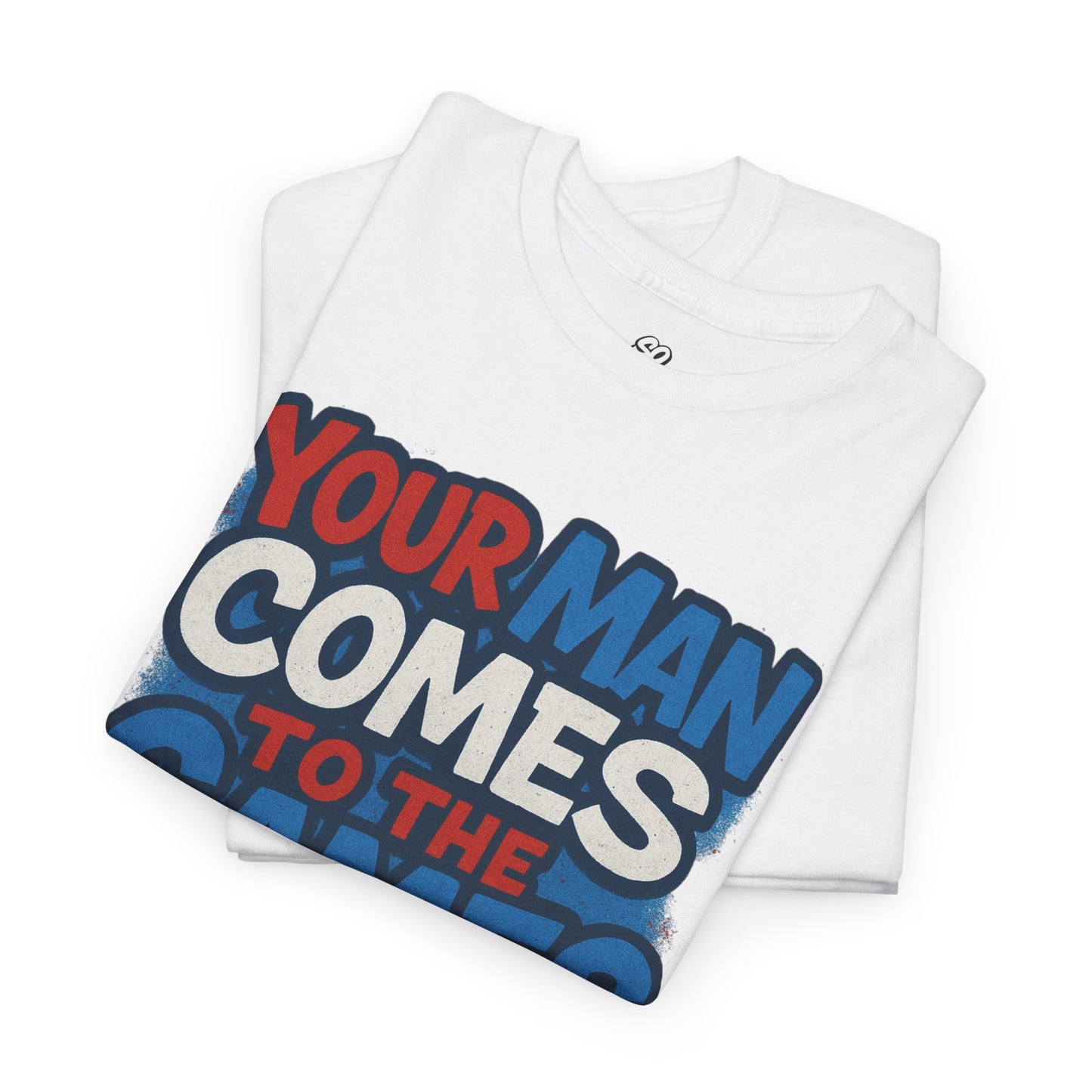 Cheerleader Your Man Watches Me Cotton Tee - Fan Apparel Red White Blue