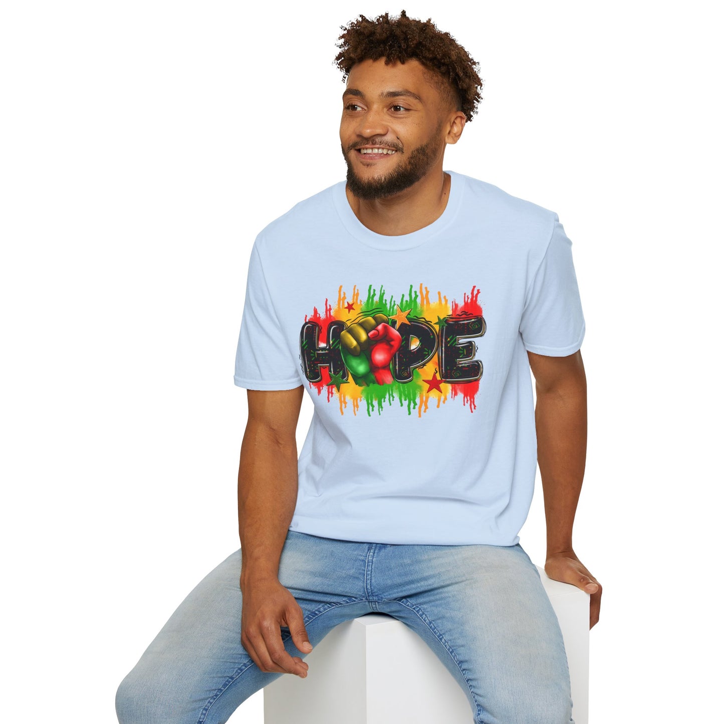 Rasta Hope Graphic T-Shirt, Unisex Softstyle T-Shirt, Inspirational (Juneteenth) Adult
