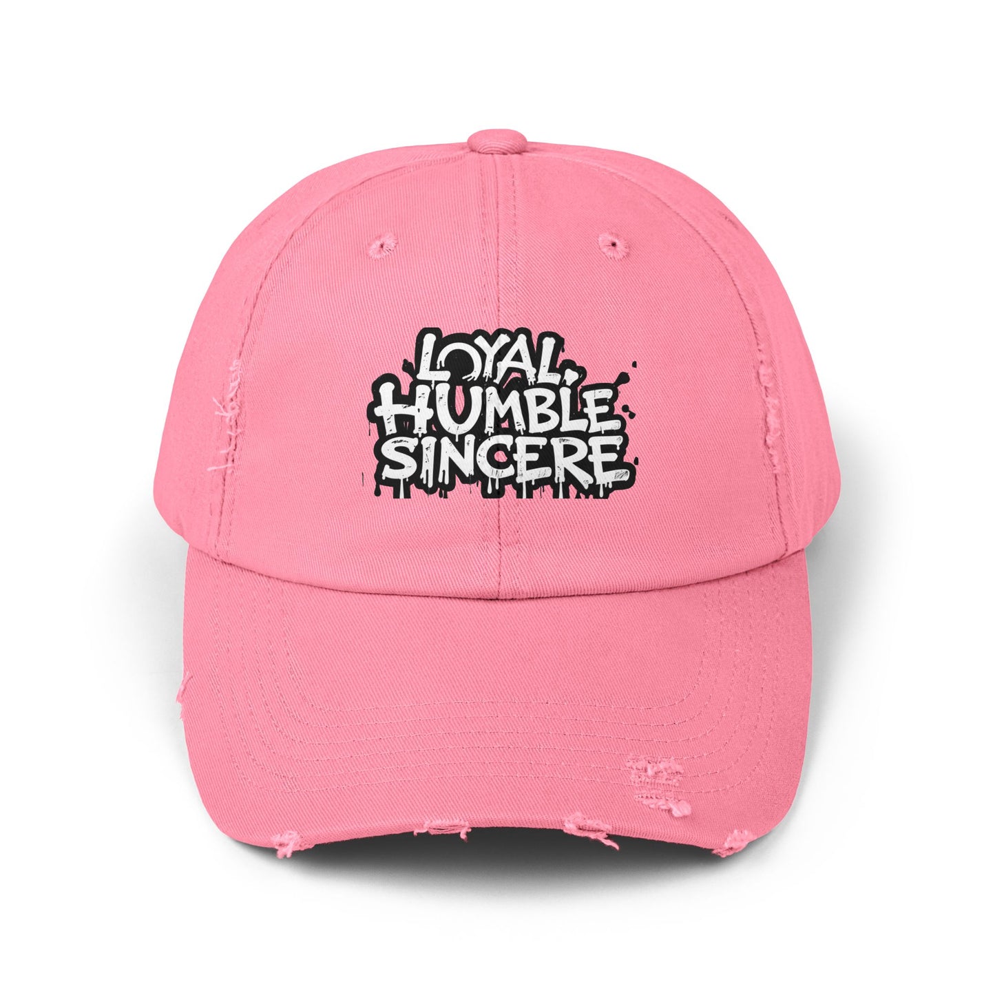 Unisex Distressed Hat with 'Loyal, Humble, Sincere' Quote