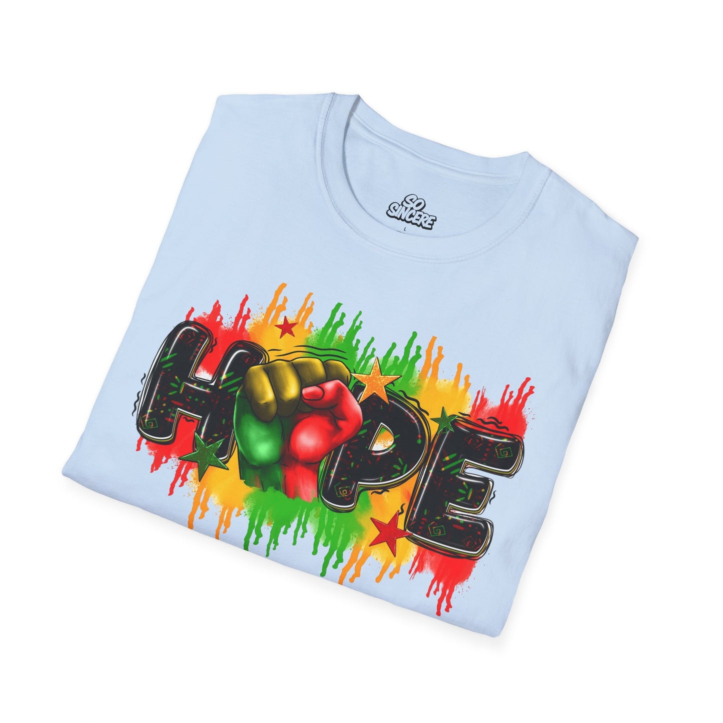 Rasta Hope Graphic T-Shirt, Unisex Softstyle T-Shirt, Inspirational (Juneteenth) Adult