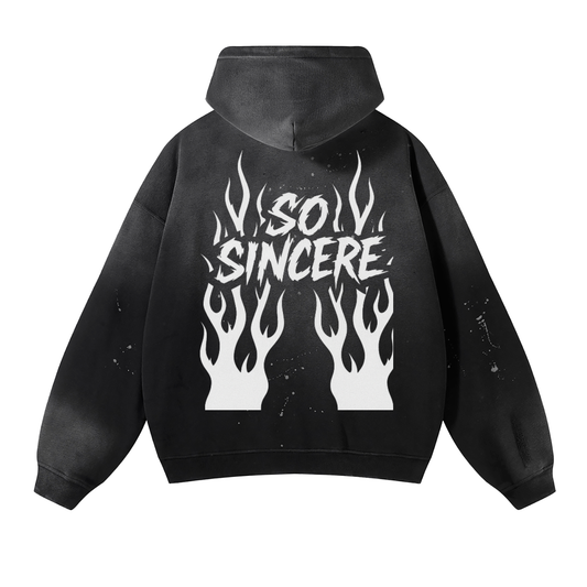 Hoodie,sweatshirt,Trendy,washed,vintage,ripped,So Sincere,Flames,Drip