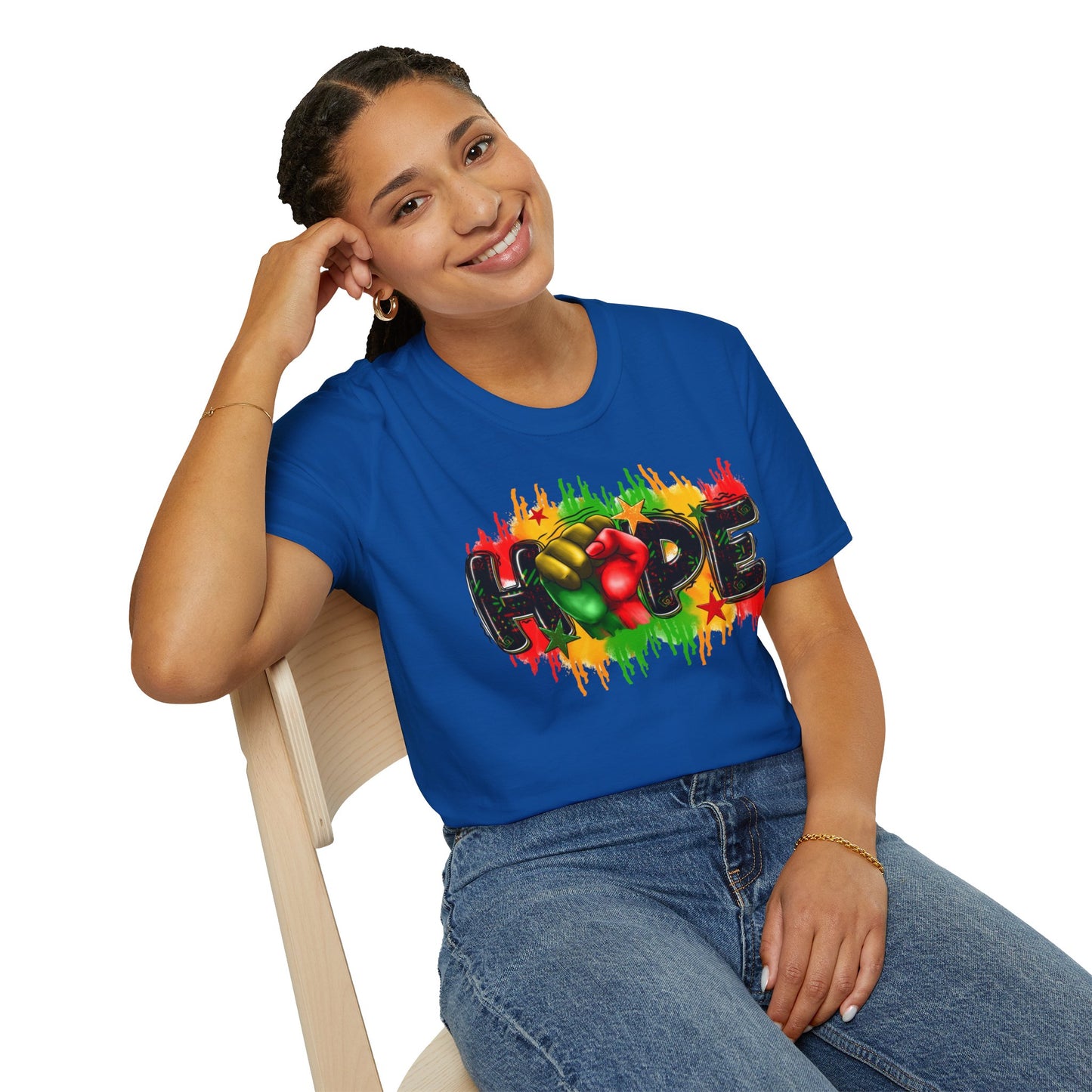 Rasta Hope Graphic T-Shirt, Unisex Softstyle T-Shirt, Inspirational (Juneteenth) Adult