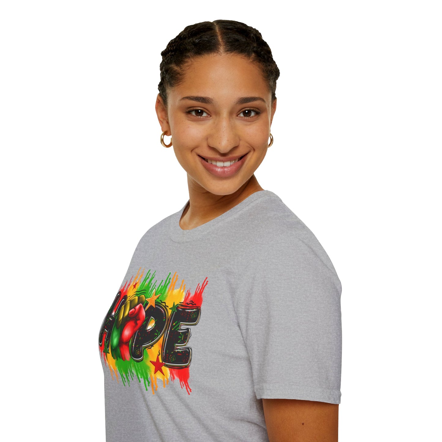 Rasta Hope Graphic T-Shirt, Unisex Softstyle T-Shirt, Inspirational (Juneteenth) Adult