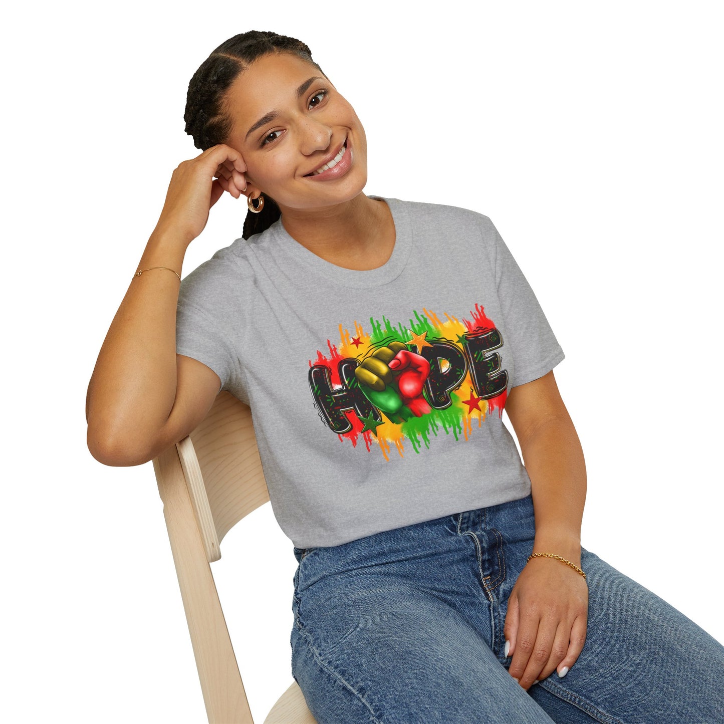 Rasta Hope Graphic T-Shirt, Unisex Softstyle T-Shirt, Inspirational (Juneteenth) Adult