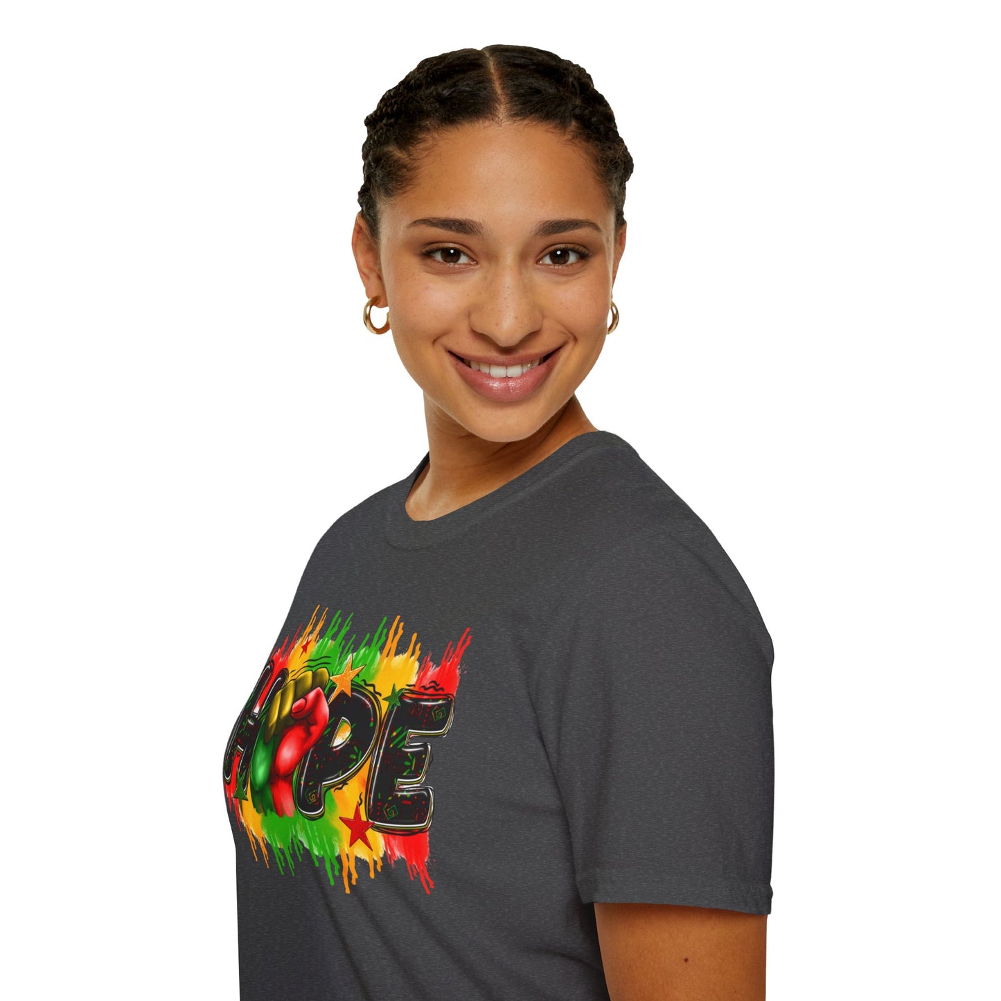 Rasta Hope Graphic T-Shirt, Unisex Softstyle T-Shirt, Inspirational (Juneteenth) Adult