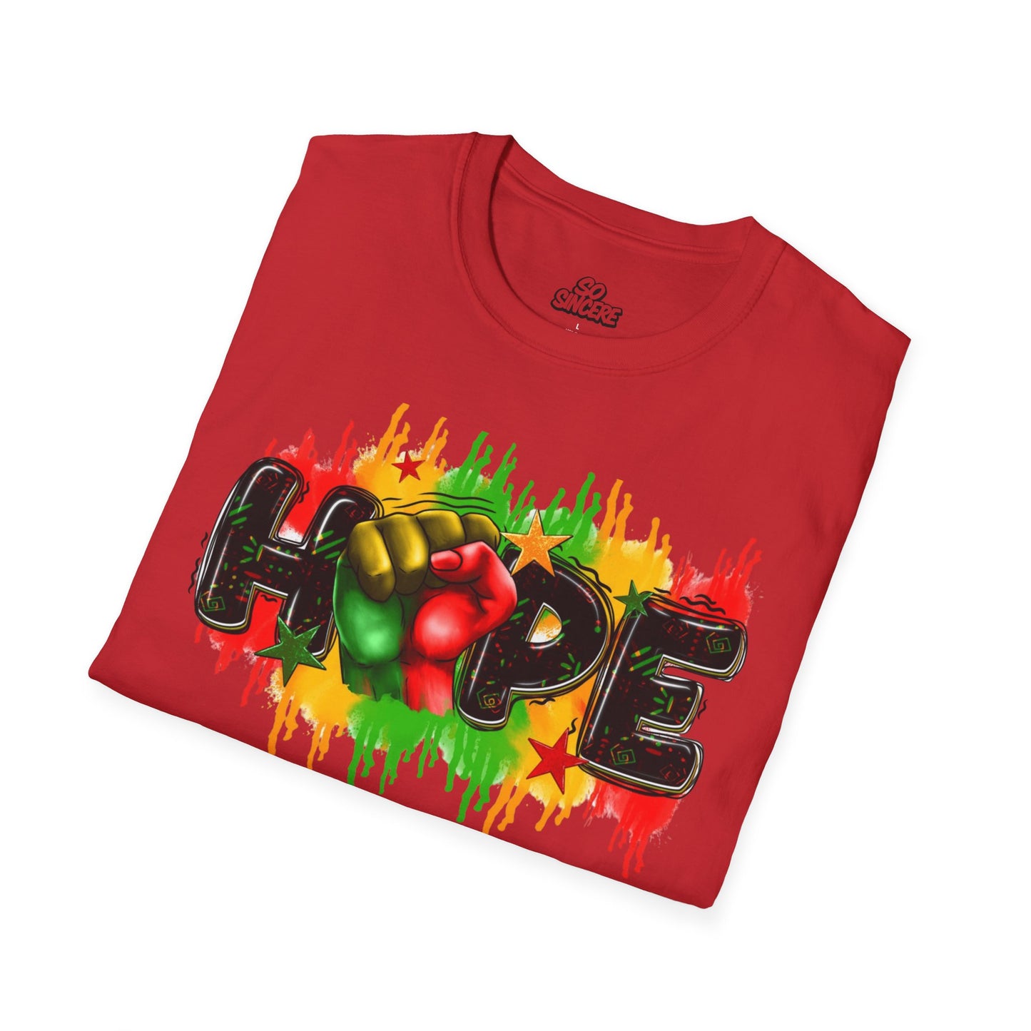 Rasta Hope Graphic T-Shirt, Unisex Softstyle T-Shirt, Inspirational (Juneteenth) Adult