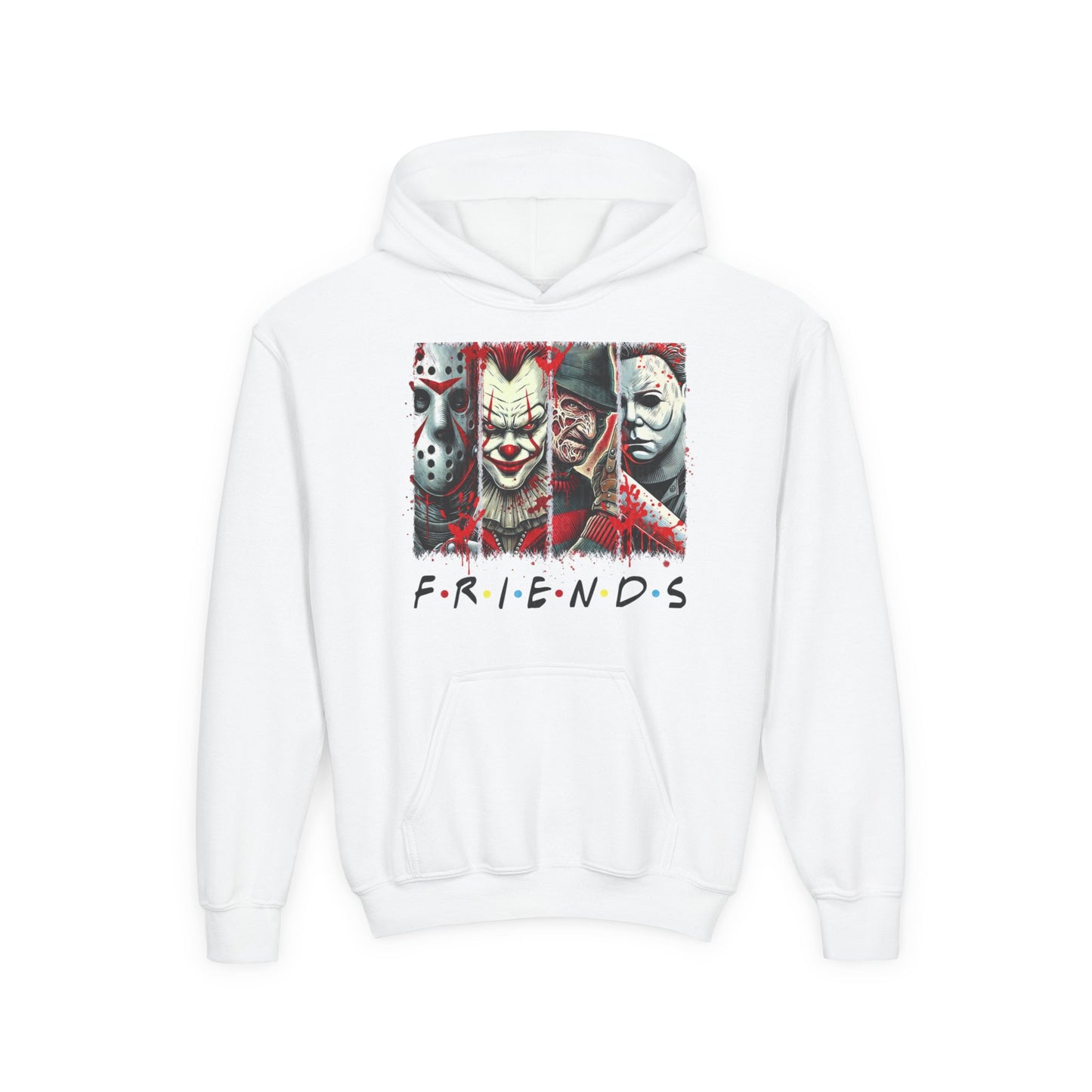 Horror Friends Hoodie - Youth Sweatshirt, Spooky Gift for Teens, Horror Fans Apparel, Halloween Costume, Cozy Layering