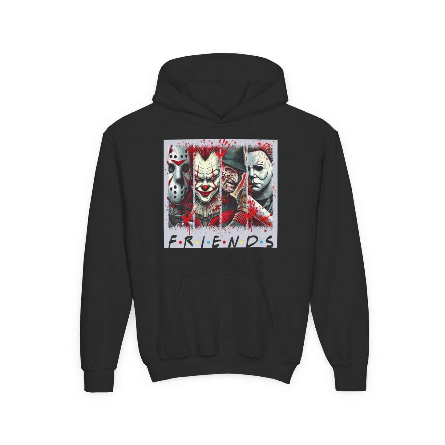 Horror Friends Hoodie - Youth Sweatshirt, Spooky Gift for Teens, Horror Fans Apparel, Halloween Costume, Cozy Layering