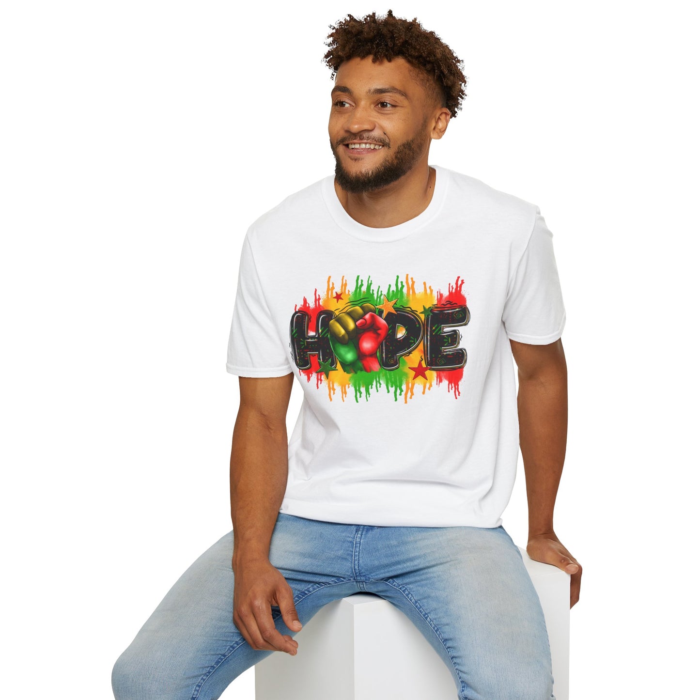 Rasta Hope Graphic T-Shirt, Unisex Softstyle T-Shirt, Inspirational (Juneteenth) Adult