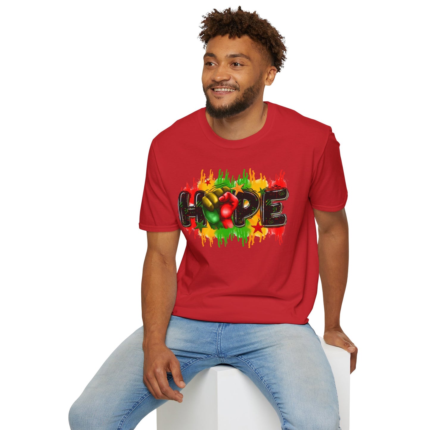 Rasta Hope Graphic T-Shirt, Unisex Softstyle T-Shirt, Inspirational (Juneteenth) Adult
